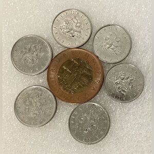Czech Republic Coins 1 coin 50 Korun Ceskych and 6 coins 1 Koruna
